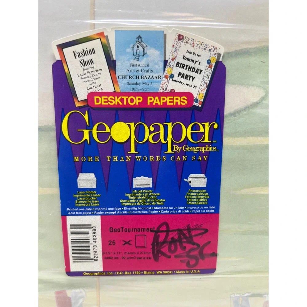 Vintage Geographics Geopaper Golf Tournament Desktop Stationery Paper USA 25 pcs